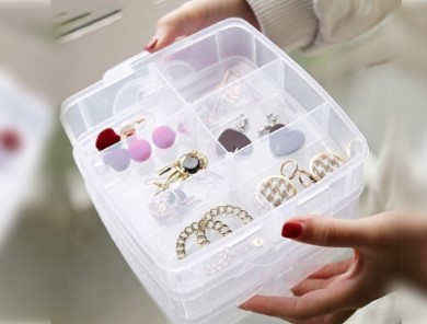 Jwellery Organizer Stand with Drawer - Wooden Necklace Earring Ring Holder 10 Hooks Tangle Free, Compact Dresser Top Storage Box for Accessories, Modern Home Decor UAE Women Gift Premium Quality 